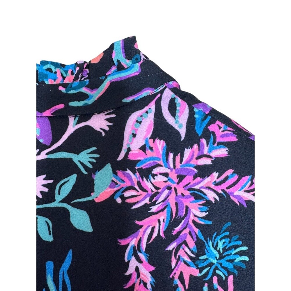 Lilly Pulitzer Arella Swing Dress Womens M Black Coral Reef Print V-Neck - Picture 9 of 12